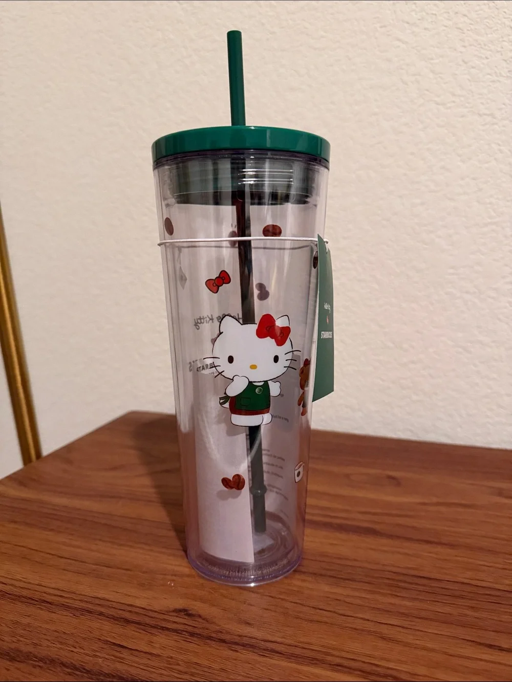 Starbucks Green Hello Kitty Clear Tumbler with Straw